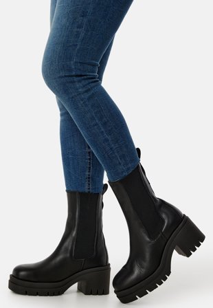 SELECTED Sage Leather High Heel Boot Black Sko