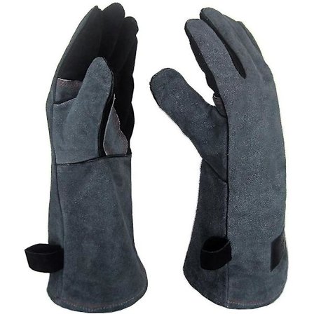 Ovnluffer, bagehandsker, grillhandsker, 1 par lædergrillhandsker