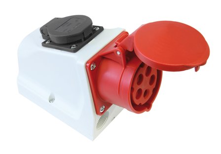 Garo UI 416-6 S+ RU/UIFG Stikkontakt IP44, 5-polet, 16 A Britisk schuko, rød, 6 h, Stikkontakter & kabler