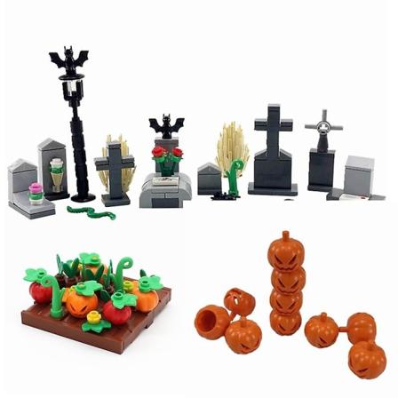 Moc Halloween Gravsten Græskar Edderkop Model Byggeklodser Legetøj Til Børn Halloween Gaver Legetøj Diy Block CPJ022