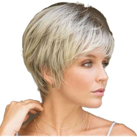 Jultomte peruk av äkta hår, kort damperuk, grått hår