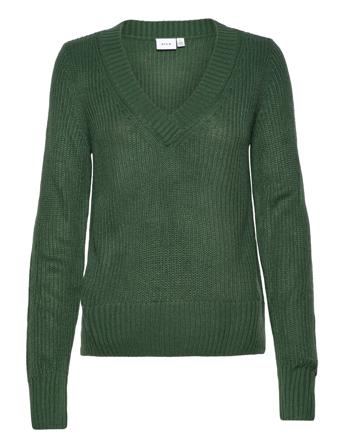 Vilou V-Neck L/S Knit Top/Vol Green Vila
