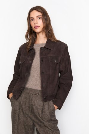 CAMILLA PIHL - Leslie Leather Jacket - Dark Brown Suede Size36