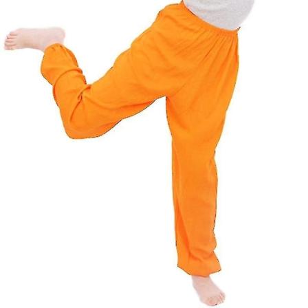 Lasten yksiväriset löysät pitkät housut Jooga tanssi Bloomers Aladdin housut-WELLNGS Orange 4-5 Years