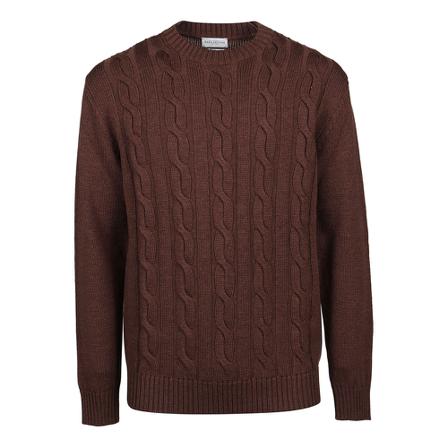 Ballantyne Round-neck Strik Brun, Herre Strik