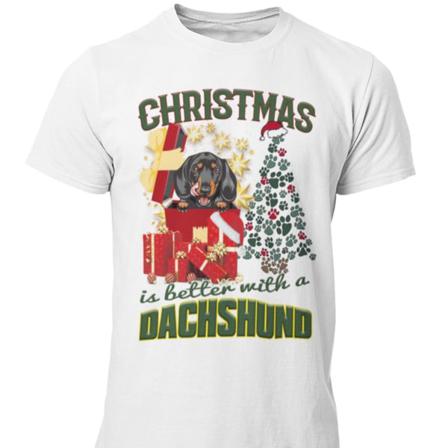 Dachshund T-shirt Jul Hund T-shirt Christmas Jumpers Stil Tax White L