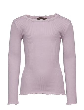 Silk T-Shirt W/ Lace Purple Rosemunde Kids