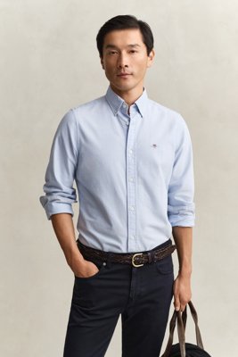 GANT - Oxfordskjorte i slim fit med stretch til herre light blue