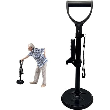 Sengeforhøjer, justerbar højde, med håndstøtte, gulvforhøjer, til ældre, stabilitet og støtte, maksimal belastning: 200 kg (sort)