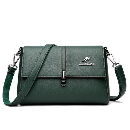 Kvinder læder håndtaske Litchi lille taske Retro let matchende trendy skulder messenger taske til kvinder Green