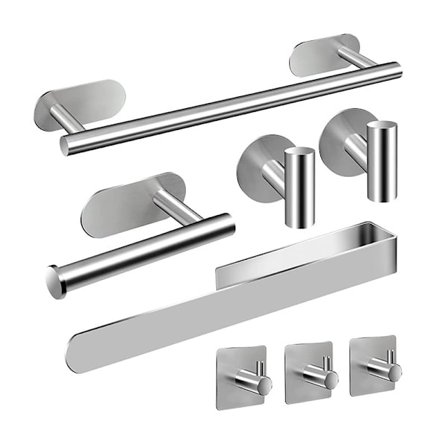 Fyrkantig handduksstång set - 8-delars badrum set