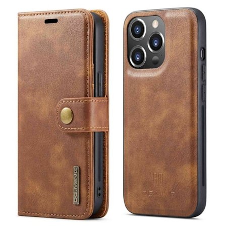 DG.MING iPhone 14 Pro 2-i-1 etui med pung - Brun
