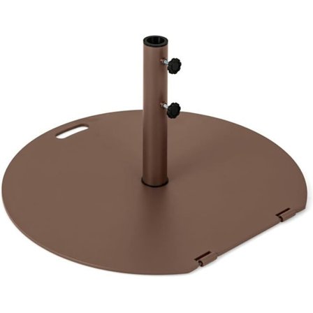 COSTWAY Rund Parasol Base på 23 KG uden Fyldning med 2 Spændebeslag - Hjul og Håndtag til 41mm/50mm Parasolstang