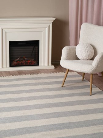 Dywan Kuchnia Cotton Stripe 140X200 Bawełna Paski Szary/Kość Słoniowa