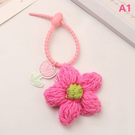 Color Knit Flower Nøgleringe e Creative Keychain Bag Pendant Deco
