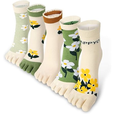 Dam flickor tåstrumpor fem fingrar bomull strumpor djur söta färgglada ankel