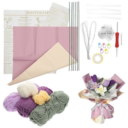 1 Sæt Tulip Hæklesæt Hæklesæt til Begyndere Tulip Strikkesæt Hæklet Buket Sæt Hæklesæt