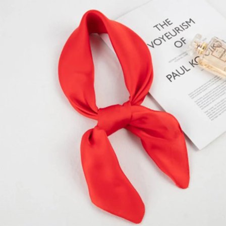 Lille firkantet tørklæde med skjorte til kvinder, enkel ensfarvet kvindelig simulerings professionel rød