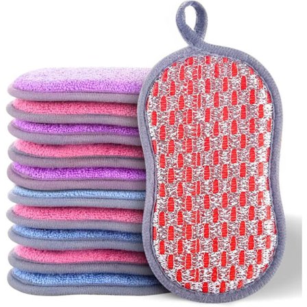 10 stk. fargerike rengjøringssvamper, førsteklasses ripefrie gjenbrukbare oppvasksvamper for kjøkken, bad, enkel oppvask