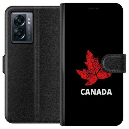 Kompatibelt Lommeboketui til OnePlus OnePlus Nord N300 Grafisk lønnebladsymbol i rødt mot svart bakgrunn med tydelig kanadisk referanse og minimalis