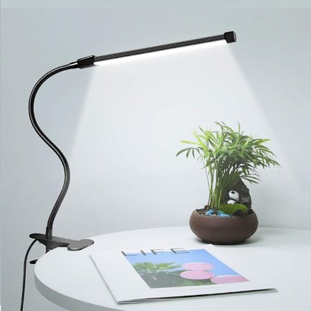 Klämma Lampa för Säng 5W Klämma Lampa Skrivbordslampa med Sladd Sängbordsklämma Lampa 2 Belysningslägen Ljusstyrka Flexibel