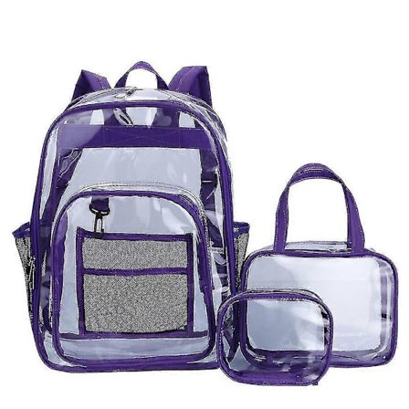 Transparent Rygsæk Pvc Rygsæk Pvc Skoletaske Stor Kapacitet Student Skoletaske Tredelt Sæt