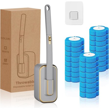 Toiletbørste-sæt med 24 refills, engangs toiletbørste-sæt til væg med aromaterapi