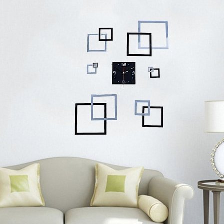 DIY Suuri Seinäkello Koti- ja Toimistotilaan 3D Peilipintainen Tarra