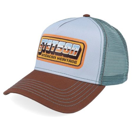 Stetson - Grå trucker Keps - Chrome Brown/Turquoise A-Frame Trucker @ Hatstore