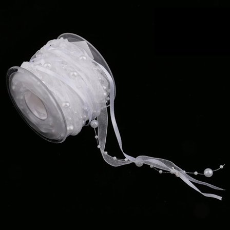 10M Konstgjorda pärlor band Chiffon band och Organza spets band Trims för bröllop blomma julgran dekoration sömnad hantverk förpackning