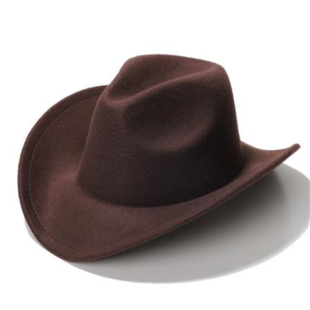 Unisex Vuxna Ull Cowboy Western Hatt Bred Brätte Mössa Vinter Varma Kaffe brown