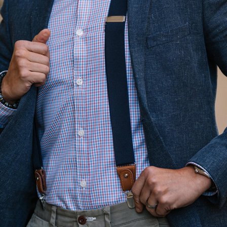 Breite Tiefblaue Konvertierbare Hosenträger für Männer - Hosenträger mit Clips