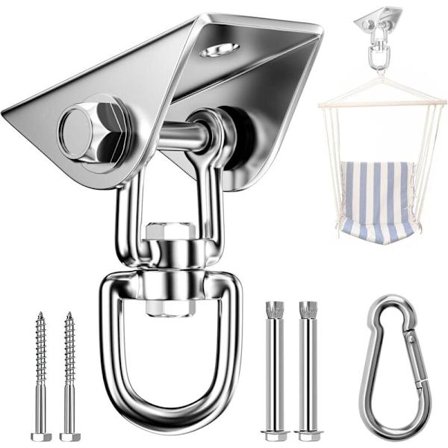 Krog Tag Kraftigt Rustfrit Stål 450 Kg 360° Rotationskapacitet, Balacas Balacas ophæng med fastgørelsesskrue til hængende stol, gynge, yogahåndklæde,