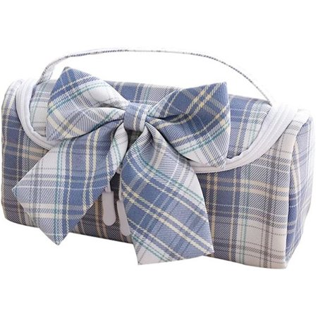 Söpö kynäkotelo ruudullinen rusettipussukka kangasmerkki kynä kotelo