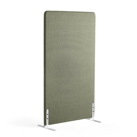 Floor screen ZONE, 1700x1000x46 mm, fabric Rivet, white legs, green blue