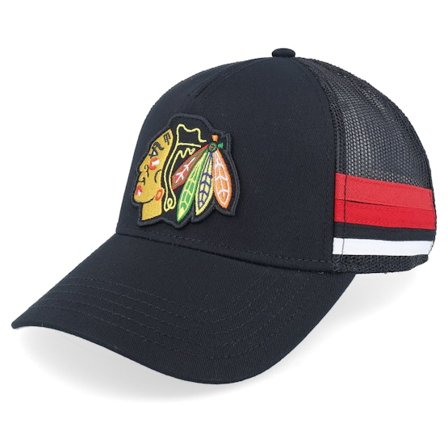 American Needle - Chicago Blackhawks Hotfoot Black Trucker Trucker Black Cap - NHL @ Hatstore