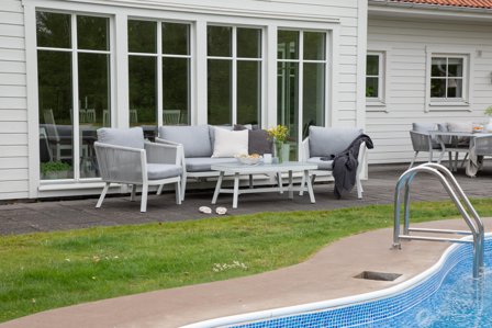 Venture Home Virya 1462-400 Loungeset soffa, bord, fåtöljer, grått/vitt, Utemöbler