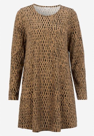 Cellbes of Sweden - Mönstrad trikåtunika med fickor - kamel/svart/mönstrad - för damer - 42/44