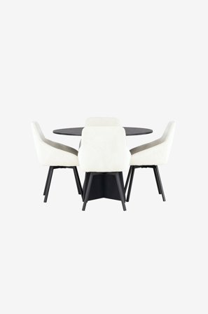 Venture Home - Spisegruppe Bootcut med 4 stk. stole Rosie - Sort - Spisebordssæt 4 personer - Fra Homeroom