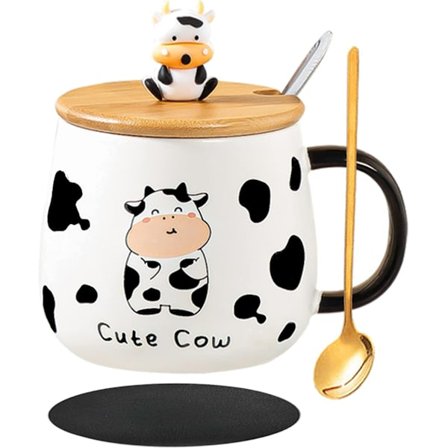 2025 Ny ko-mugg kaffemugg ko-gåva 400ml keramisk te-mugg