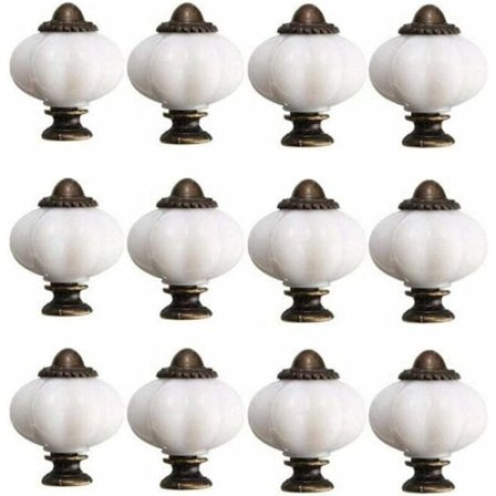 12 stk Skap Knott 30 mm Vintage Skapdør Knotter Keramisk Dør Knott med 12 Skruer Hvit Porselens Skap Knott for Skap Skuff,