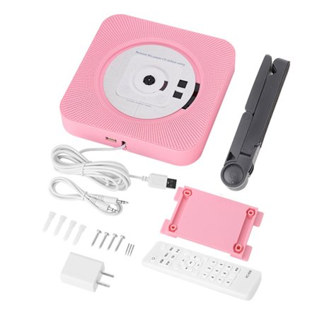 Ny vægmonteret Bluetooth CD-afspillerhøjttaler med fjernbetjening (Pink )