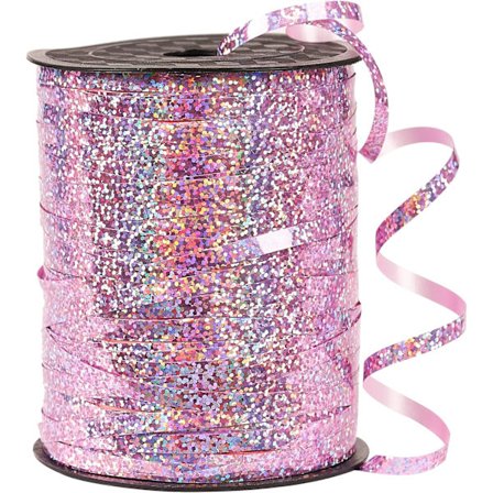Rosa Krøllebånd - 400m til hobby, iriserende og skinnende metallisk til gaveindpakning, balloner, hår, blomsterhandler (1