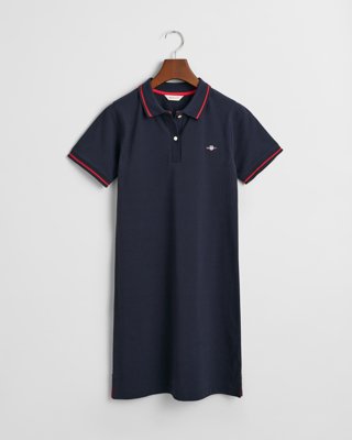GANT - Piqué polo kjole til ungdom til dame evening blue