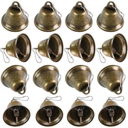 Craft Bells, 20 Pcs Bronze Bells Vintage Bells (3.8*2.2 cm) with Spring Hooks Hanging for Wind Chime Making Wedding Decor DIY