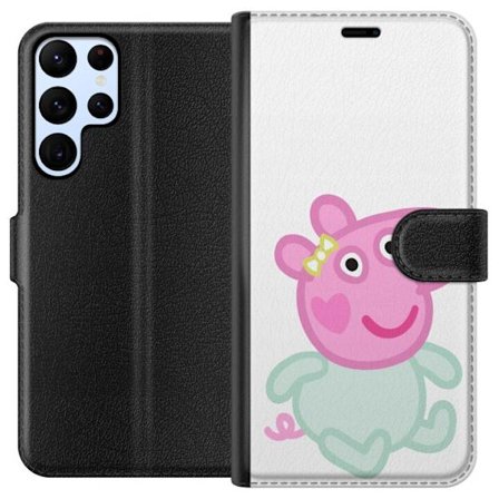 Yhteensopiva Lompakkokotelo Samsung Galaxy S24 Ultra Peppa Pig vauvahahmo pastelliväreissä, suloinen piirretty lasten kuvitus pehmeällä minimalist