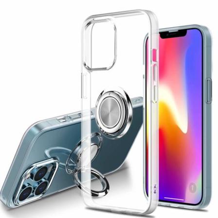 iPhone 13 Pro Max stødsikkert cover med ringholder frisk Transparent