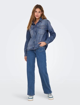 ONLY Onlella L/S Pocket Shirt Tai519 Dnm Noos - Blue - XL