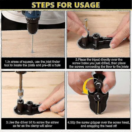 Gulvreparasjonssett, "Ikke mer knirk"-sett eliminerer gulvknirk, passer de fleste teppe- og tregulv, U