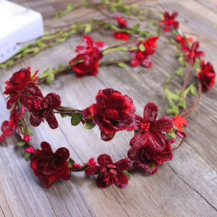 Blomster pannebånd Bohemia Wreath WINE RED